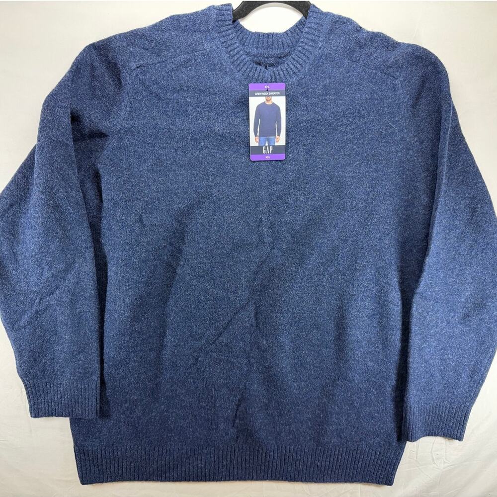 GAP NWT Navy Heather Wool Blend Soft Knit Pullover Sweater - XXL
